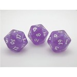 Oversize Dice: Black Death Skull - d20 Marie Antoinette purple glitter w/white ink 23mm
