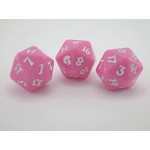 Oversize Dice: Black Death Skull - d20 Pink Death pink w/white ink 23mm