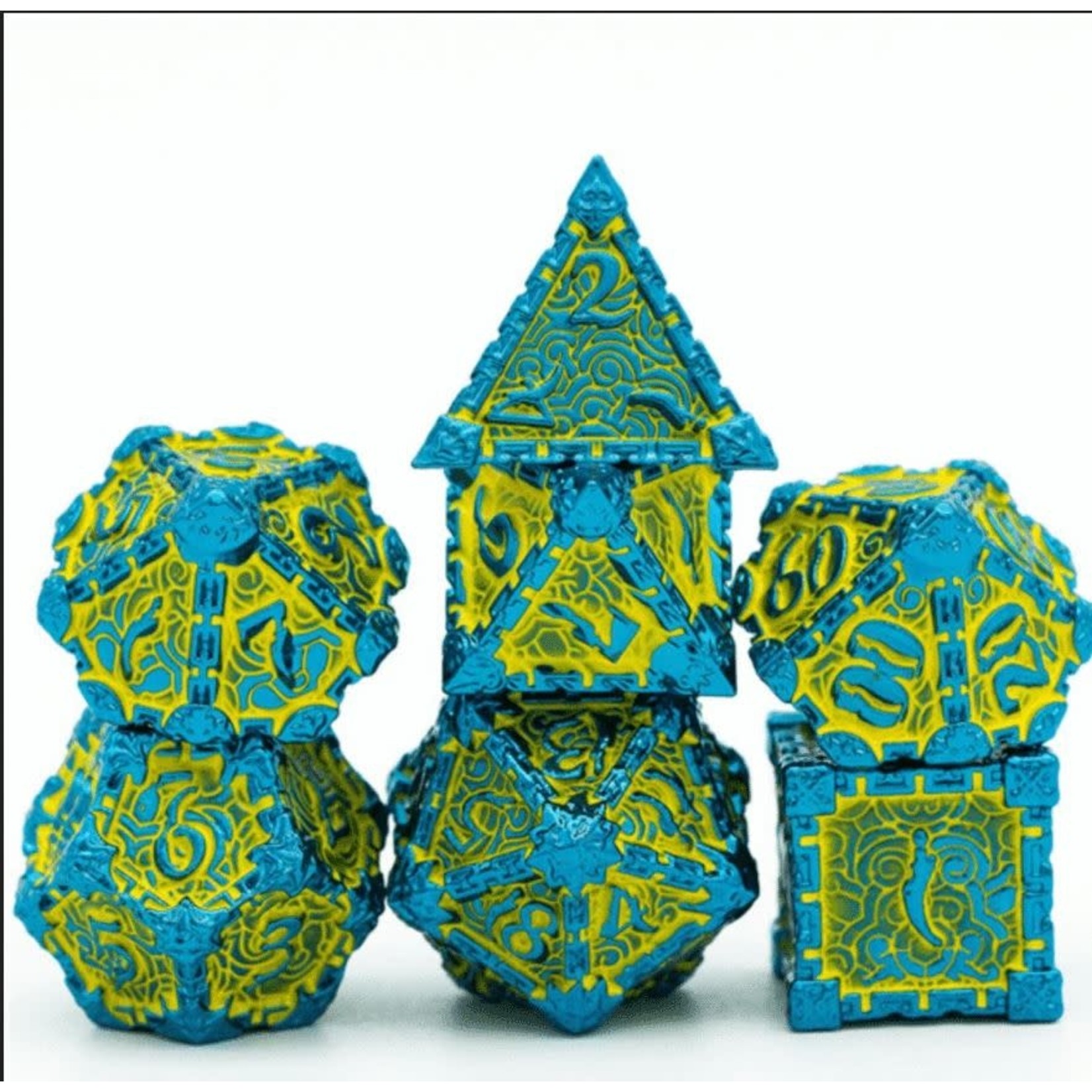 Foam Brain Metal Dice: Dagger of Venom - Yellow Dice Set