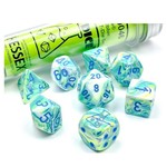 Chessex Lab Dice Festive - Garden Blue | 7 Die Polyhedral Set | 30046
