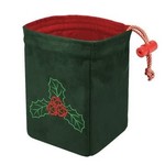 Dice Bag: Holiday - Embroidered D20 Holly