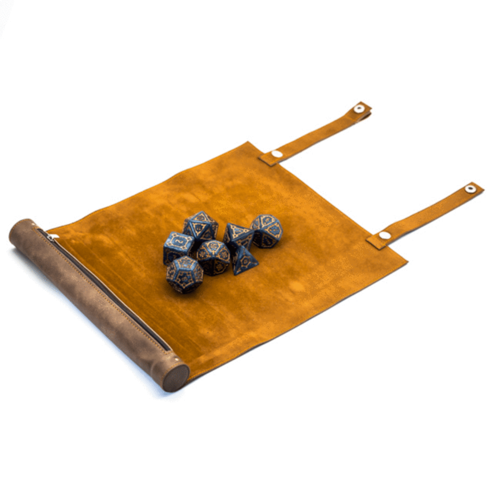 Roll Up Leatherette Dice Mat - Brown