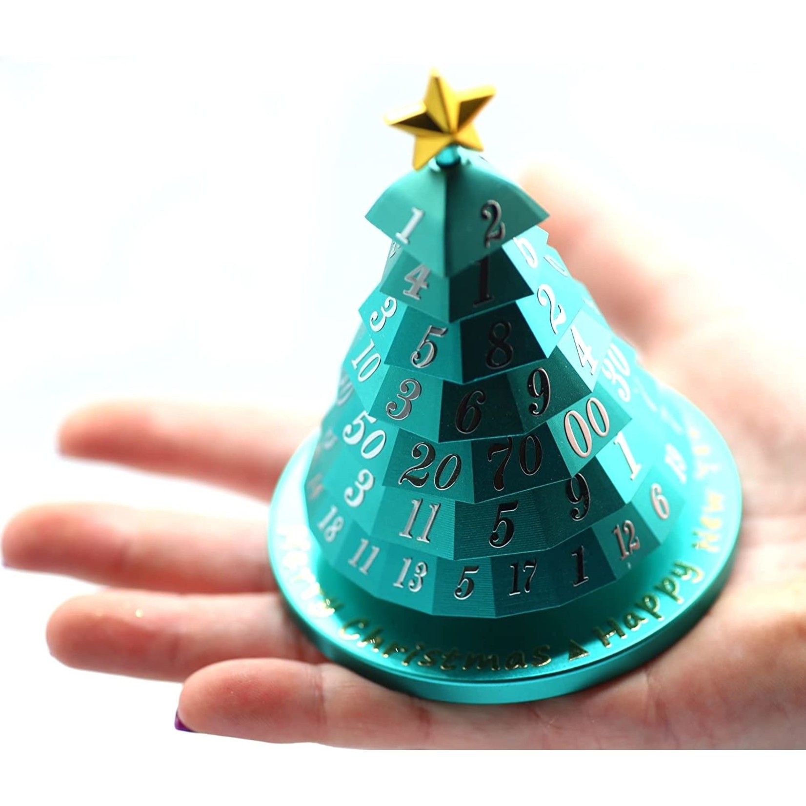 Christmas Tree Dice: Blue with Red Font 7 "Dice" Set