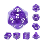HD Pearl Dice: Purple with White Font | 7 Die Polyhedral Set