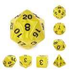 HD Pearl Dice: Yellow with Black Font | 7 Die Polyhedral Set