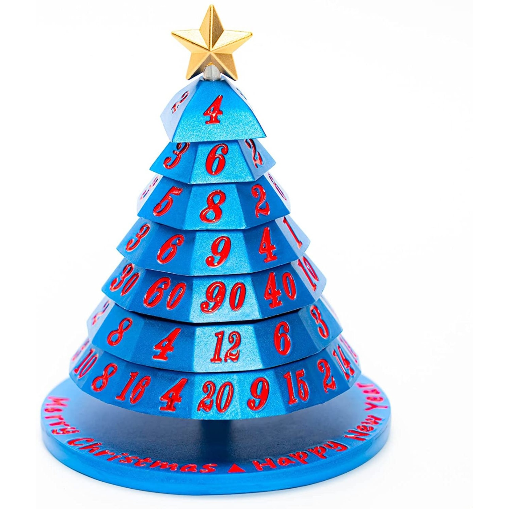 Christmas Tree Dice: Blue with Red Font 7 "Dice" Set