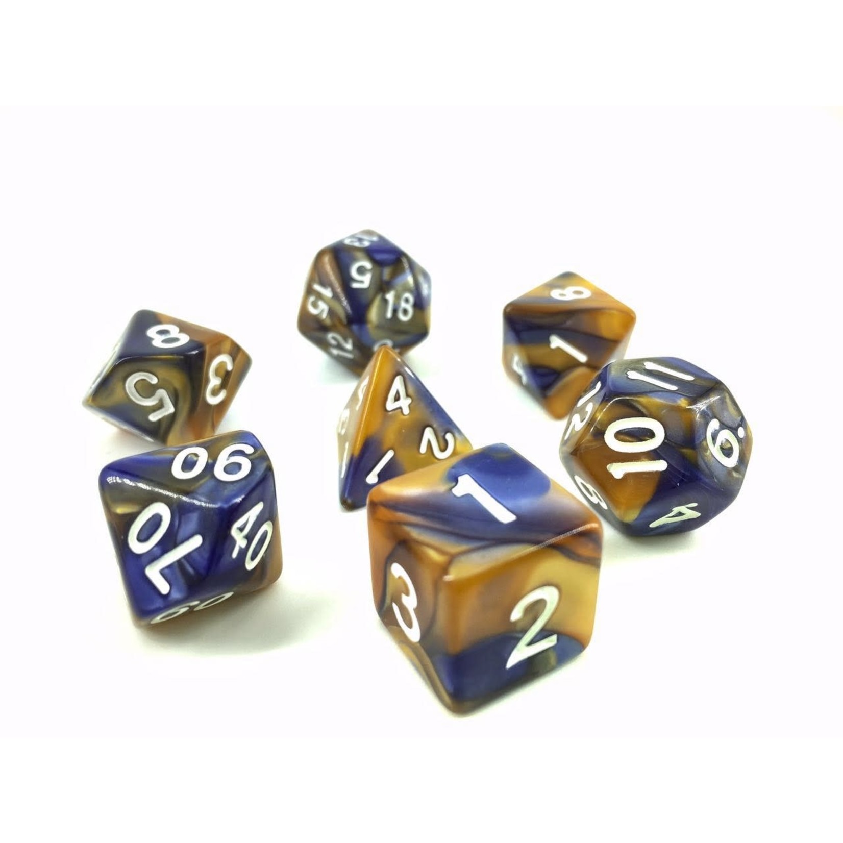 HD Blend Dice: Dark Blue and Gold | 7 Die Polyhedral Set