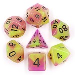 HD Glow in the Dark Dice: Purple Green with Black Font | 7 Die Polyhedral Set