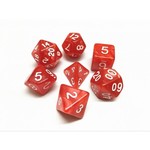 HD Pearl Dice: Red with White Font | 7 Die Polyhedral Set