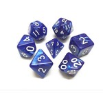 HD Pearl Dice: Blue with White Font | 7 Die Polyhedral Set