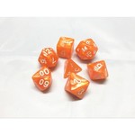 HD Pearl Dice: Orange with White Font | 7 Die Polyhedral Set