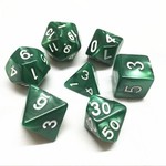 HD Pearl Dice: Green with White Font | 7 Die Polyhedral Set