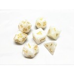 HD Pearl Dice: White with Gold Font | 7 Die Polyhedral Set