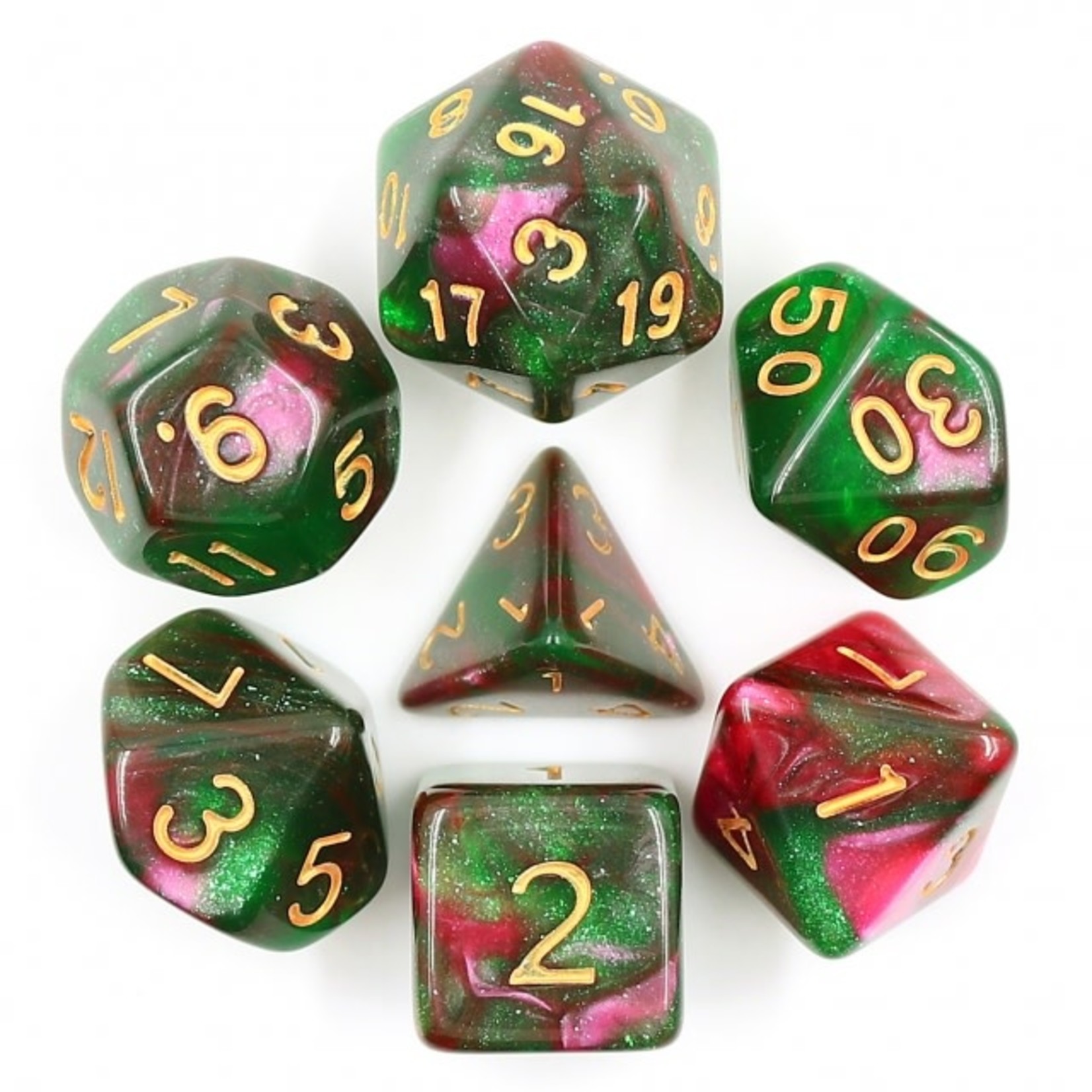 HD Aurora Dice: Rose Way | 7 Die Polyhedral Set