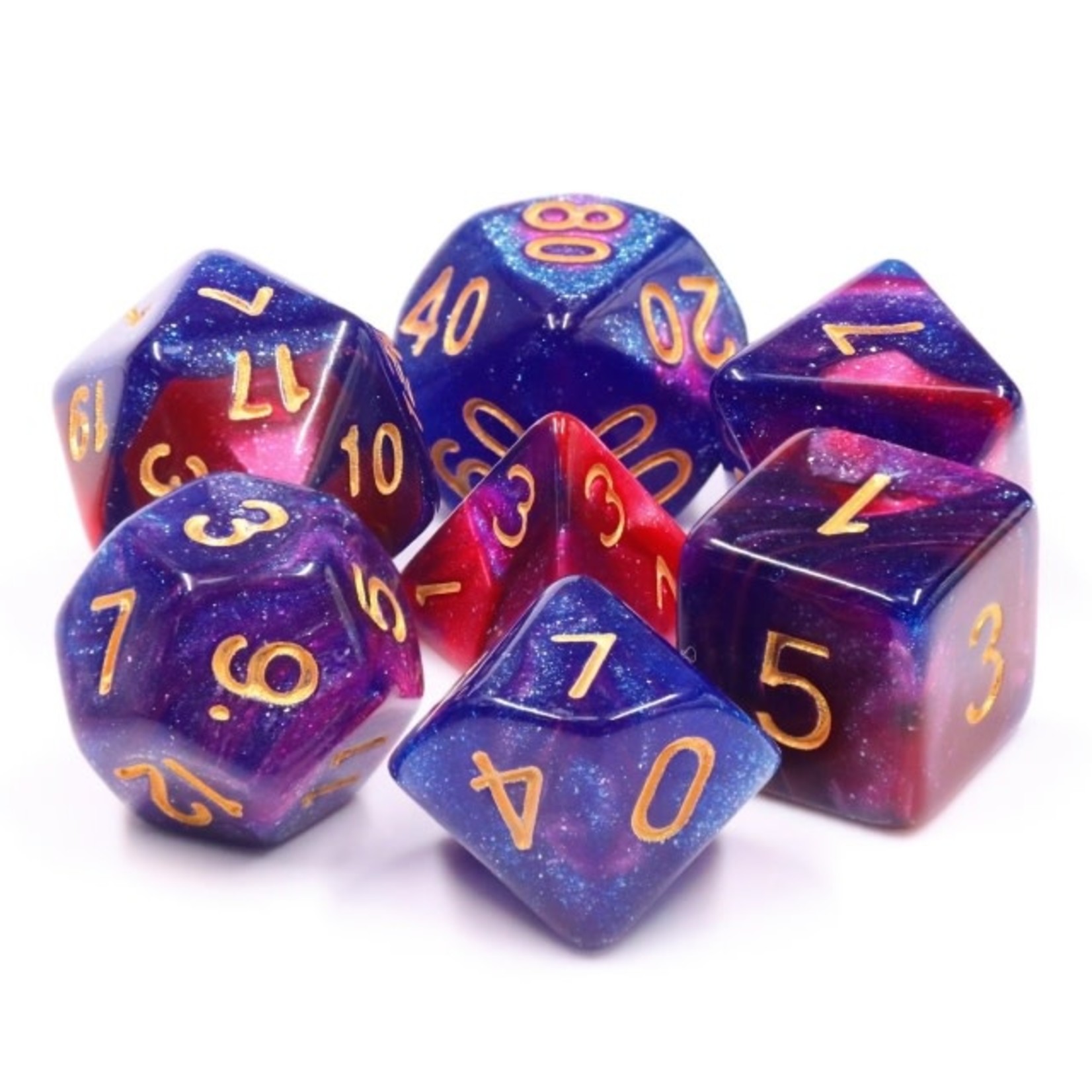 HD Aurora Dice: Rose Galaxy | 7 Die Polyhedral Set