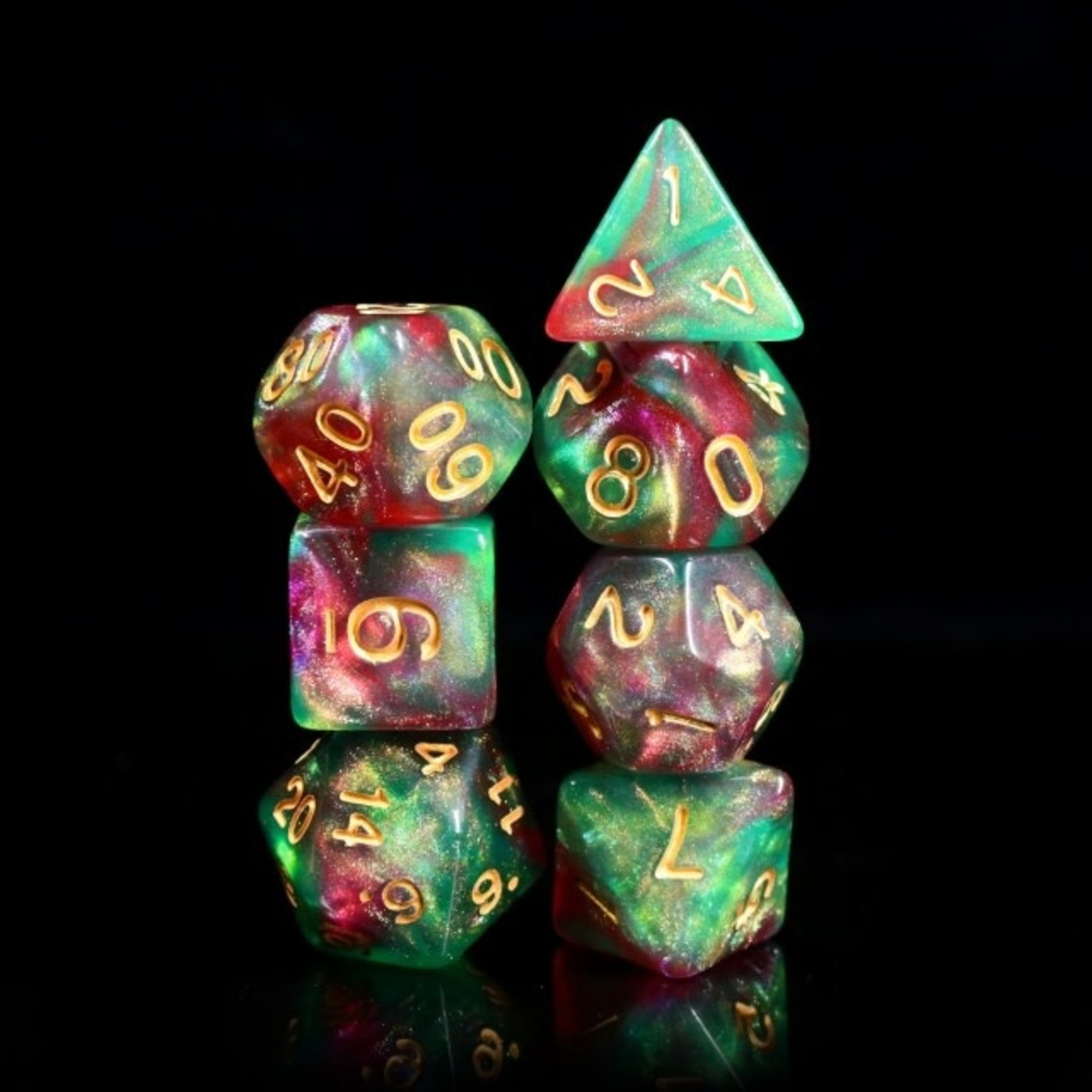 HD Aurora Dice: Elf's Dream | 7 Die Polyhedral Set