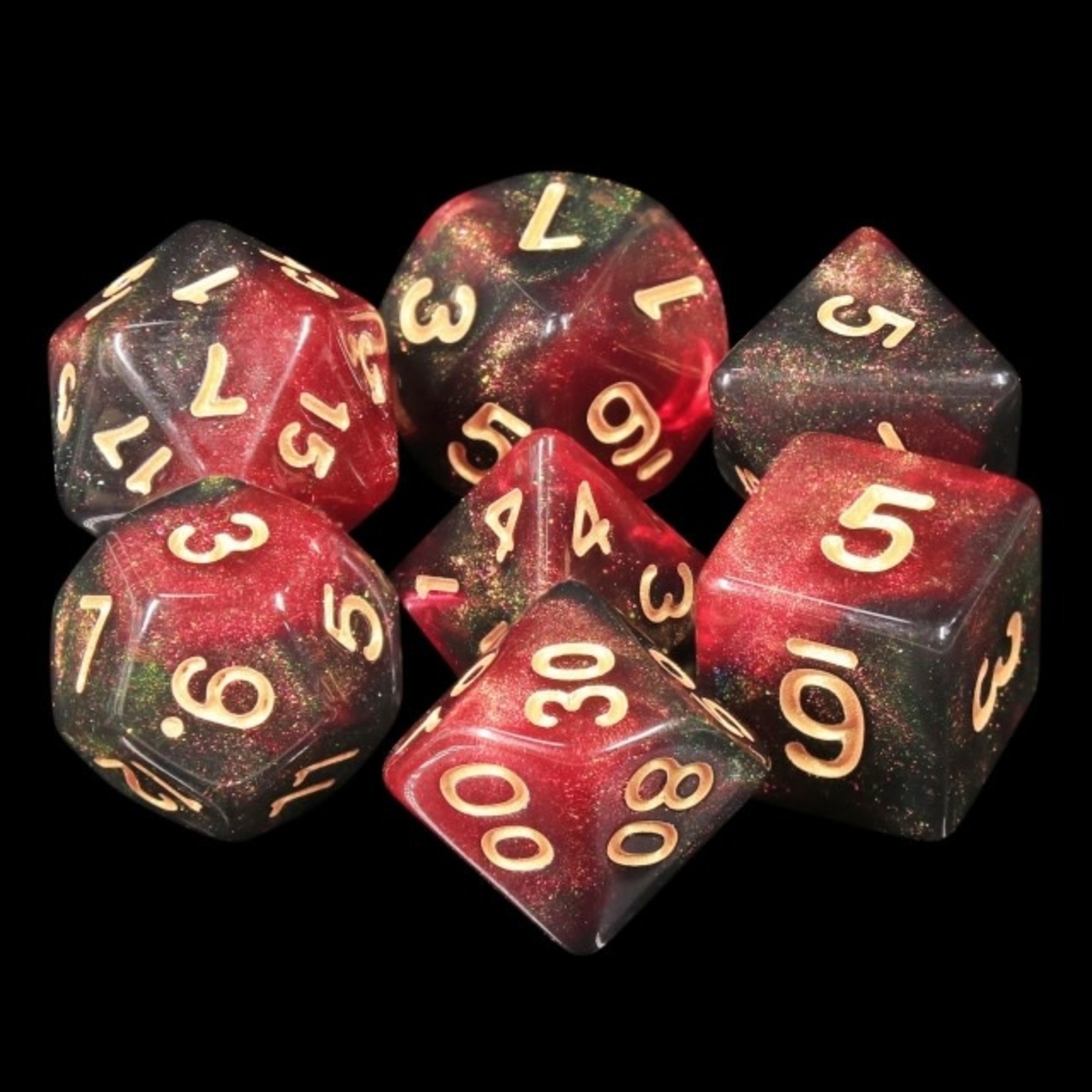 HD Aurora Dice: Midnight Rose | 7 Die Polyhedral Set