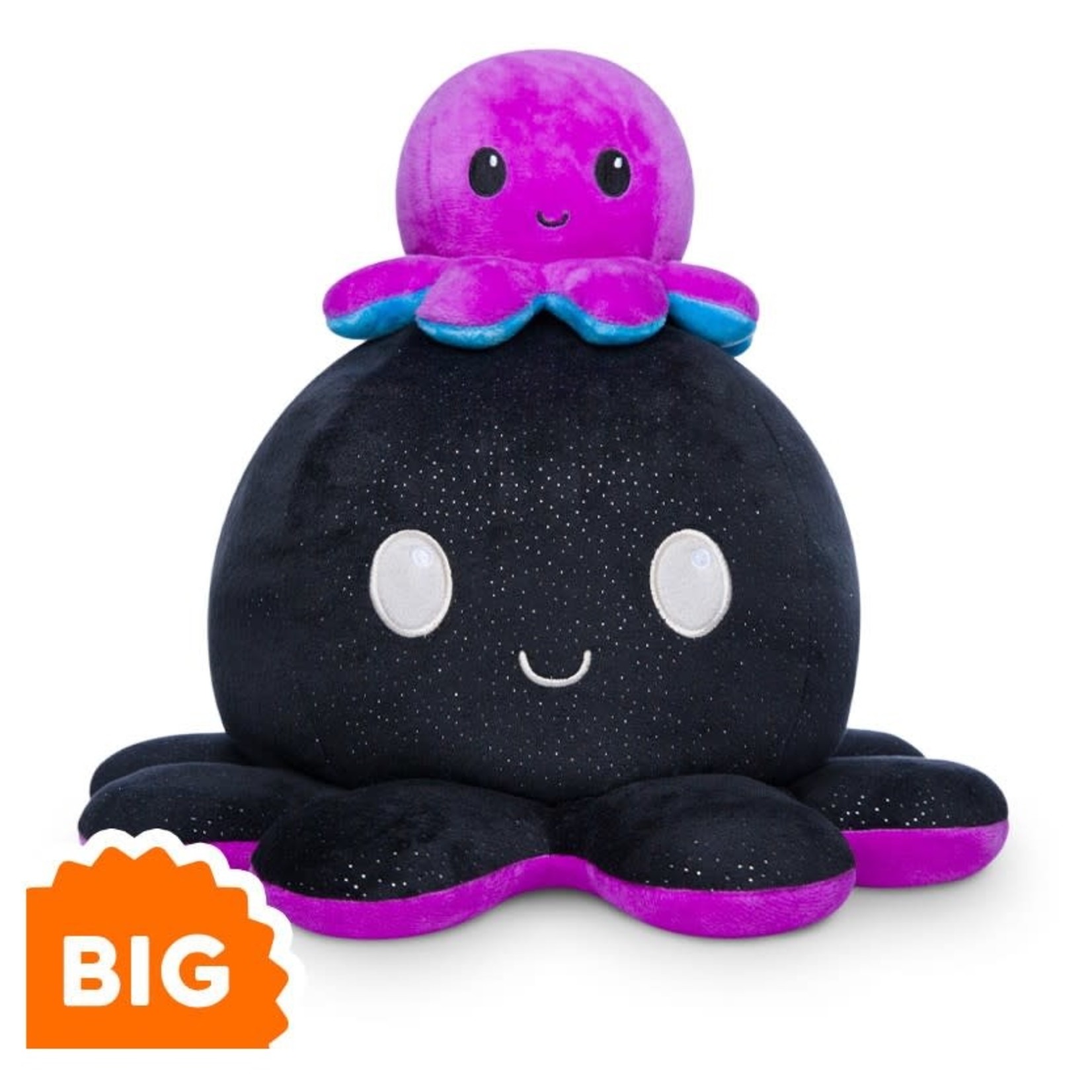 BIG Reversible Octopus Plush: Black & Rainbow