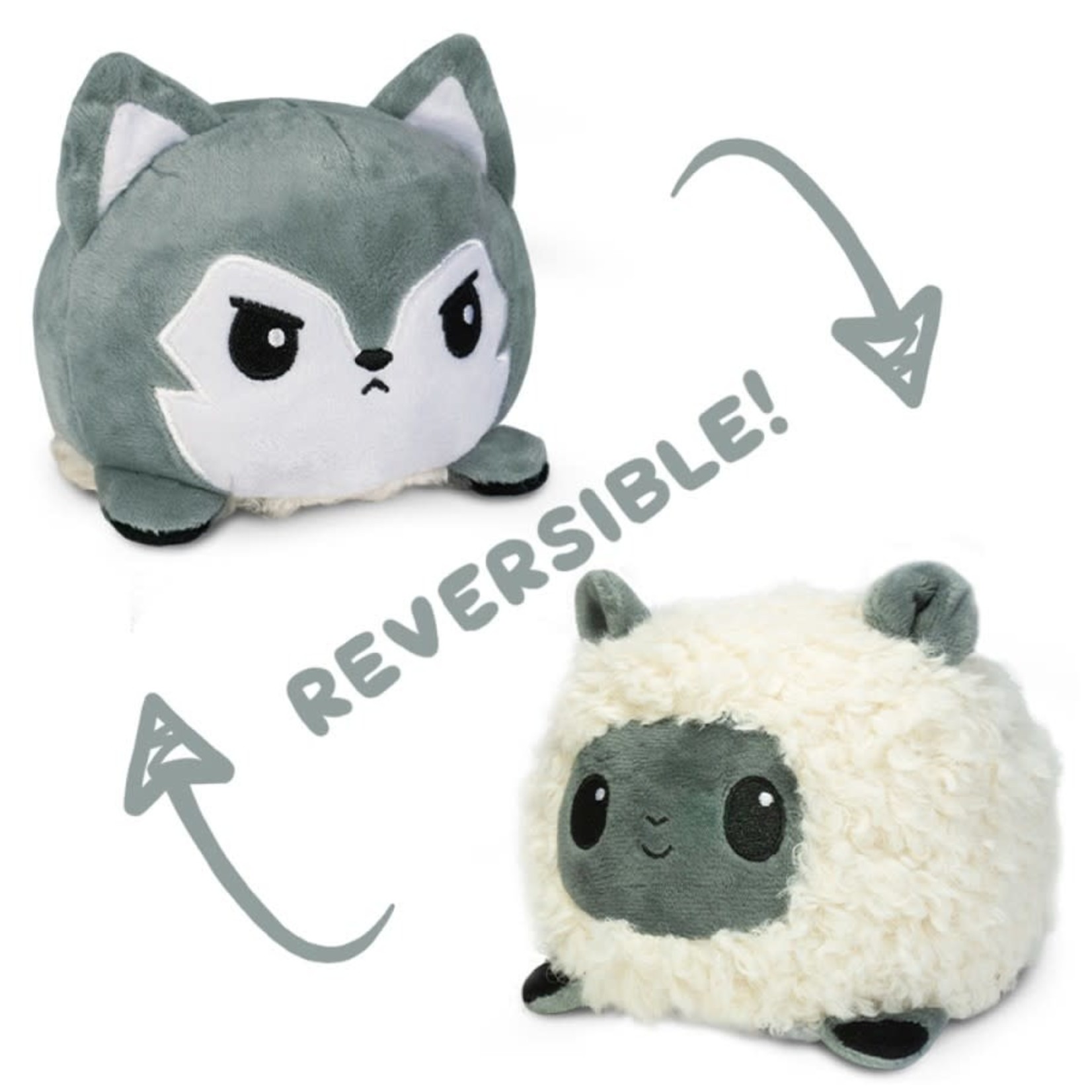 Reversible Sheep/Wolf Mini Plush: White & Grey