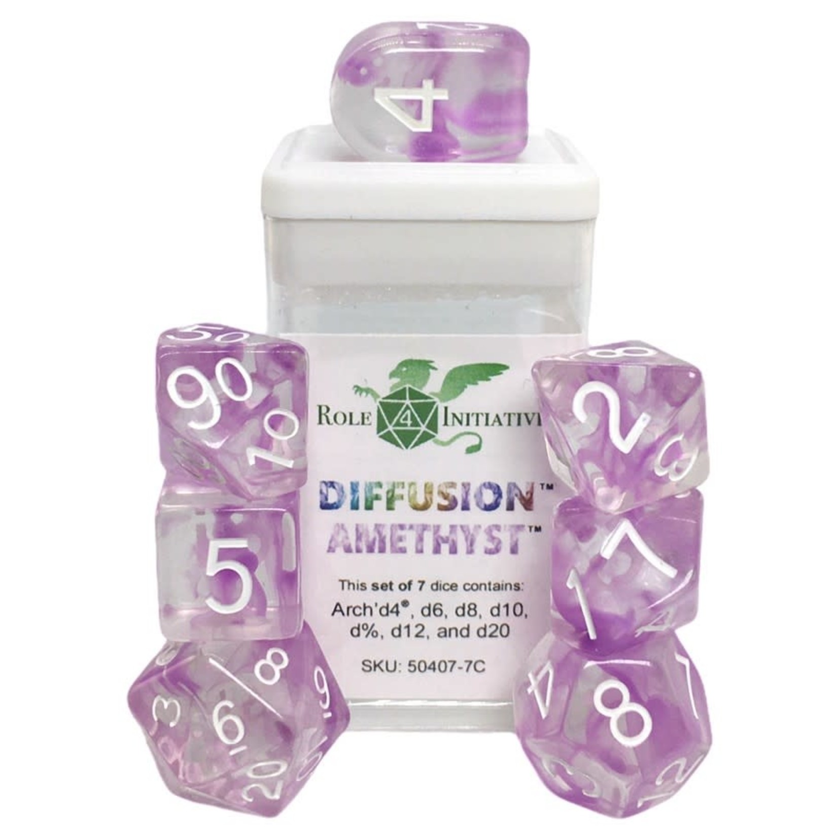 Role 4 Initiative 7-Poly Dice Set Diffusion Amethyst