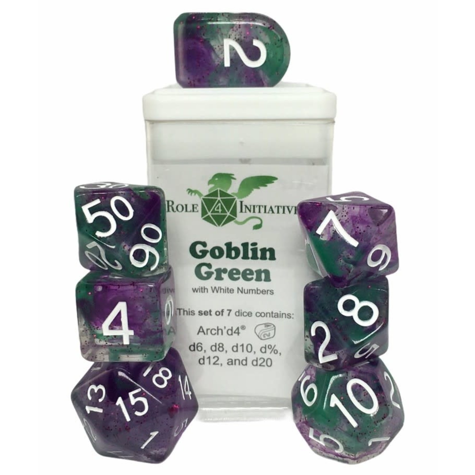 Role 4 Initiative 7-Poly Dice Set Diffusion Goblin Green
