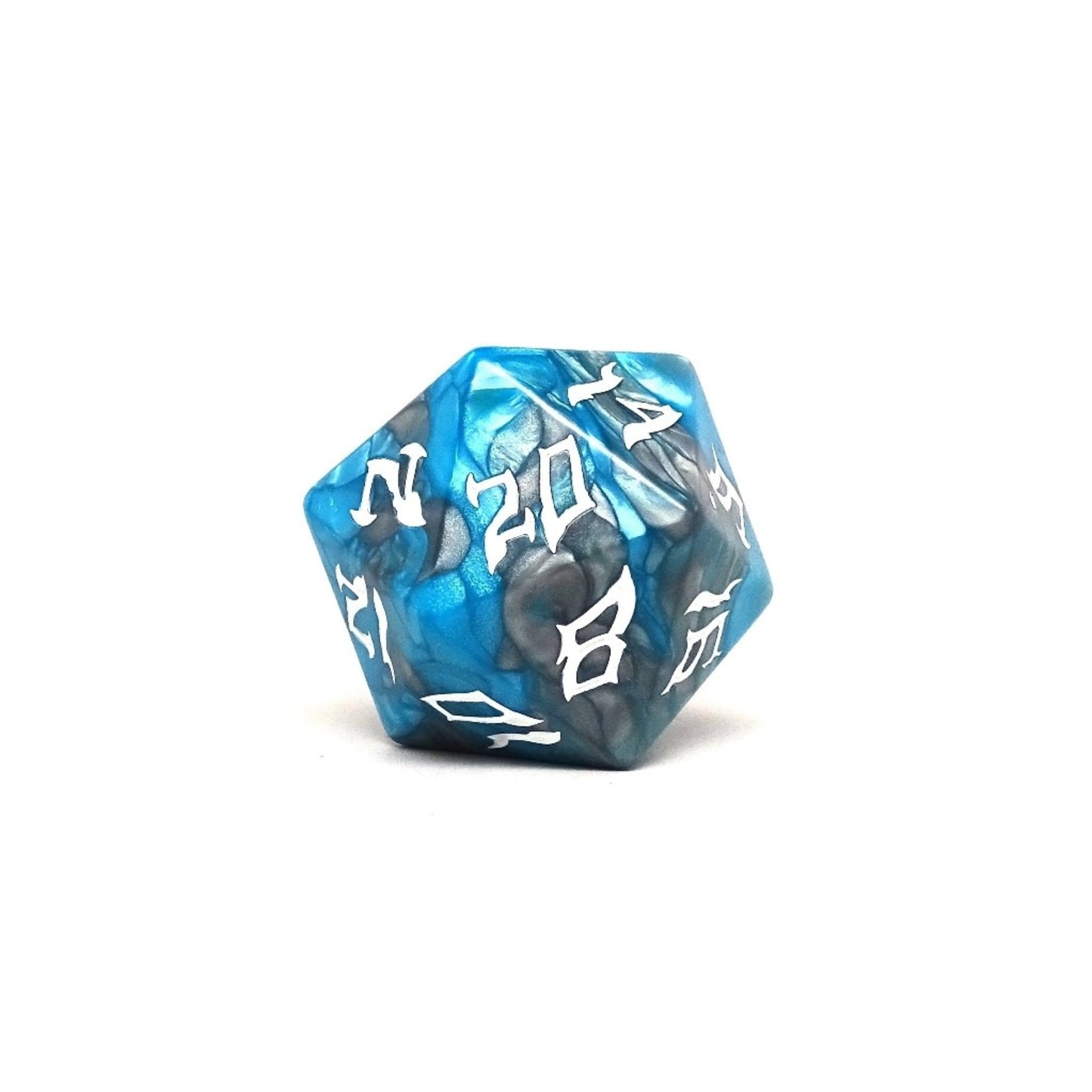 Dice of the Giants 48mm D20 - Frost Giant - Grey and Blue with White