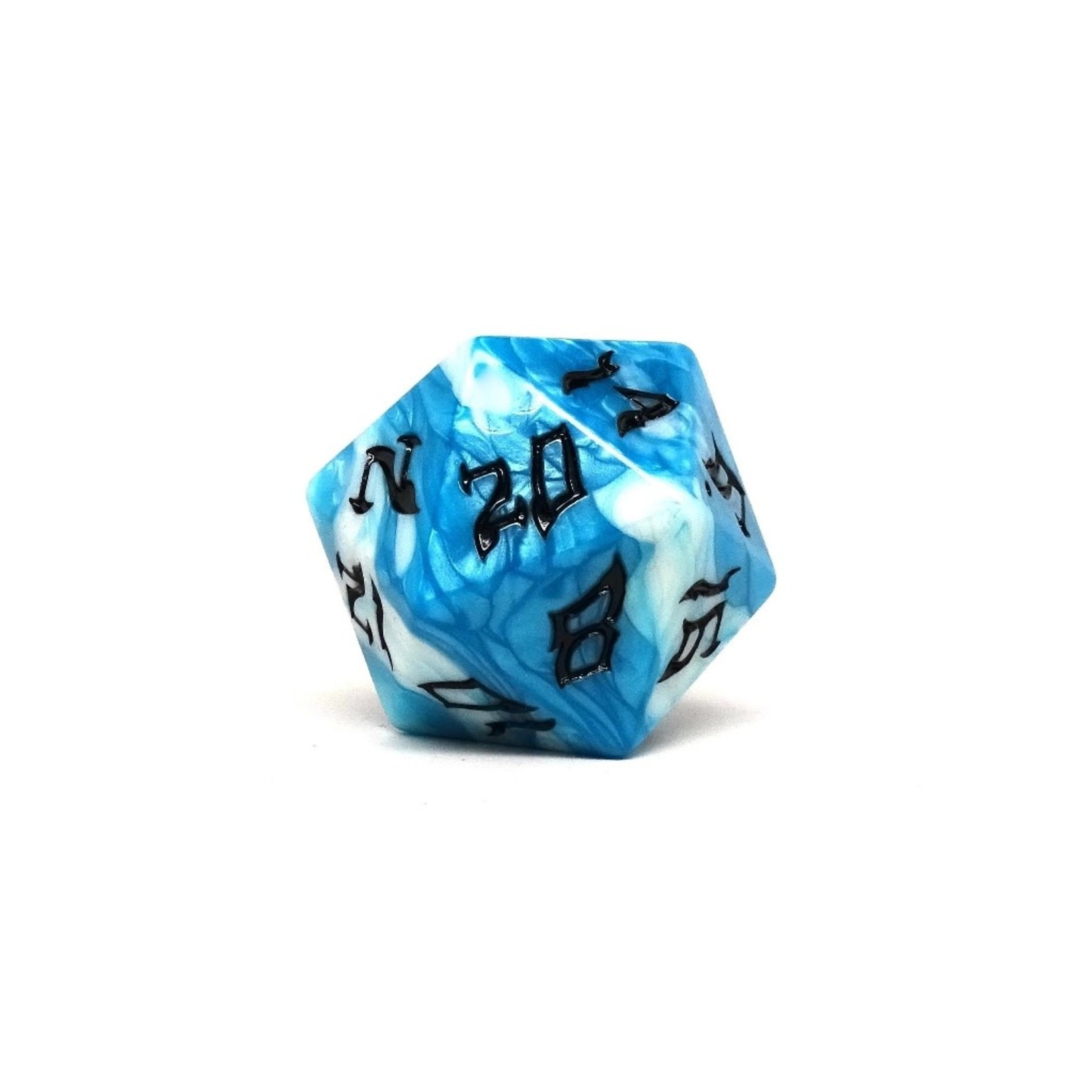 Dice of the Giants 48mm D20 - Cloud Giant - Blue and White with Black
