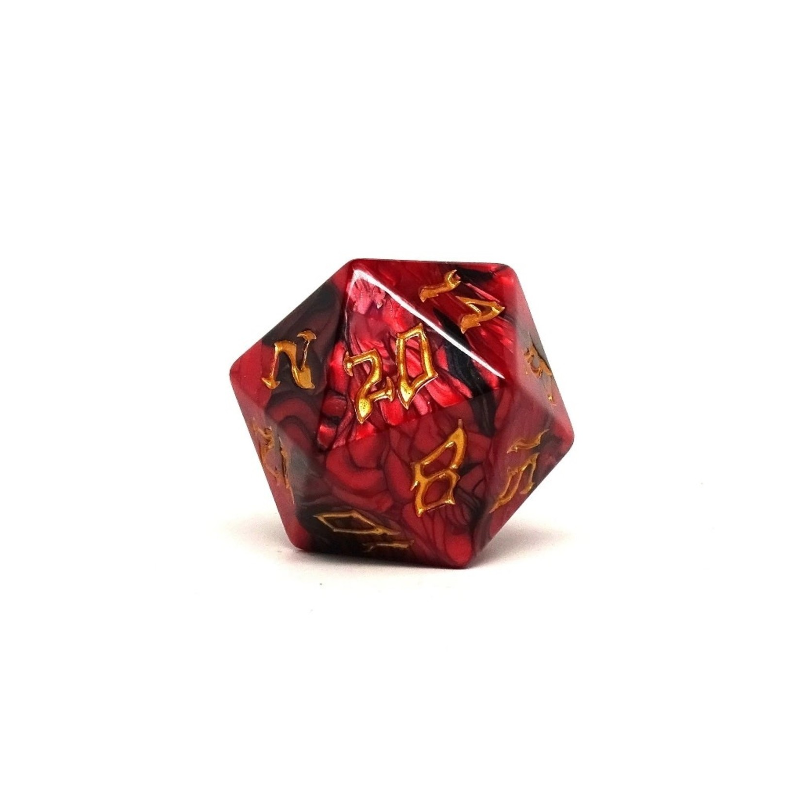 Dice of the Giants 48mm D20 - Fire Giant - Red and Black with Gold
