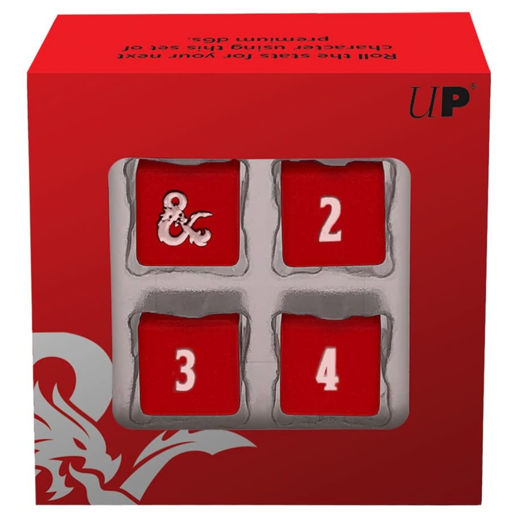 D&D Dice: Heavy Metal Red & White d6 Dice Set (4)