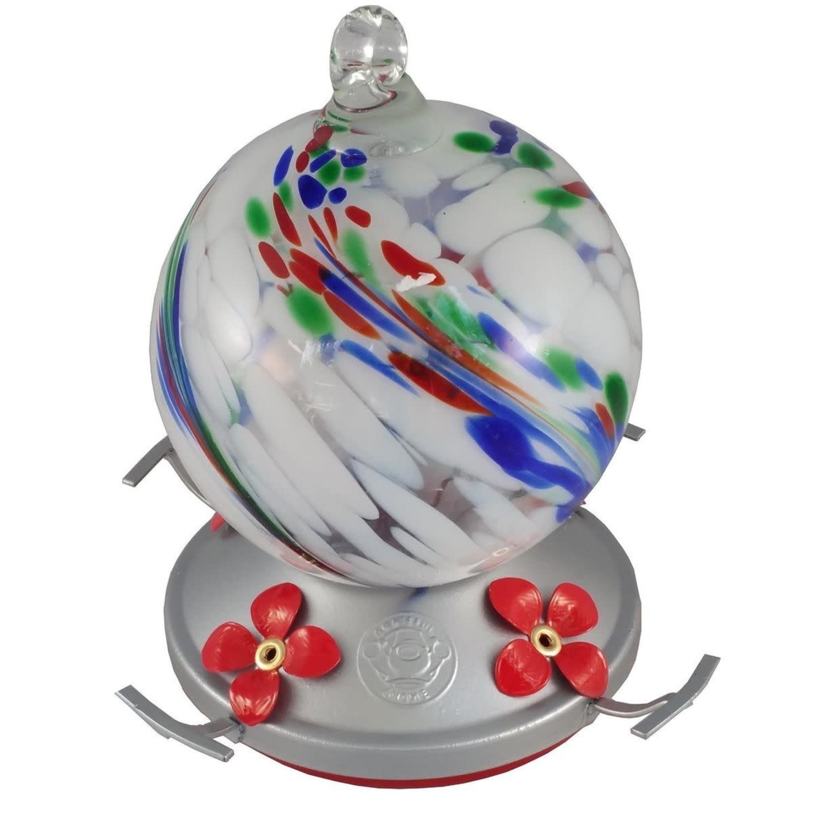 White Color Swirl Globe Hummingbird Feeder
