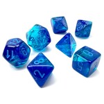 Chessex Gemini Luminary Blue w / Light Blue Numbers | 7 Die Polyhedral Set | 26463