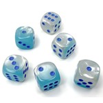 Chessex Gemini Luminary Pearl Turquoise and White with Blue Numbers | 16mm d6 Dice Block| 26465