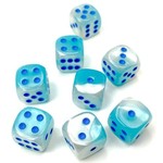 Chessex Gemini Luminary Pearl Turquoise and White with Blue Numbers | 12mm d6 Dice Block | 26865