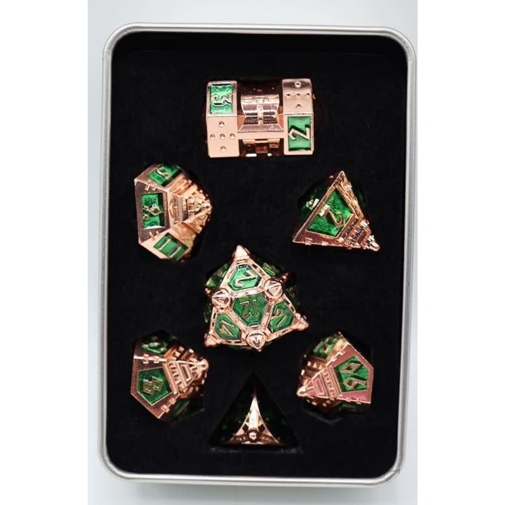 Foam Brain UFO 51 Metal Dice: Emerald Meteor Shower