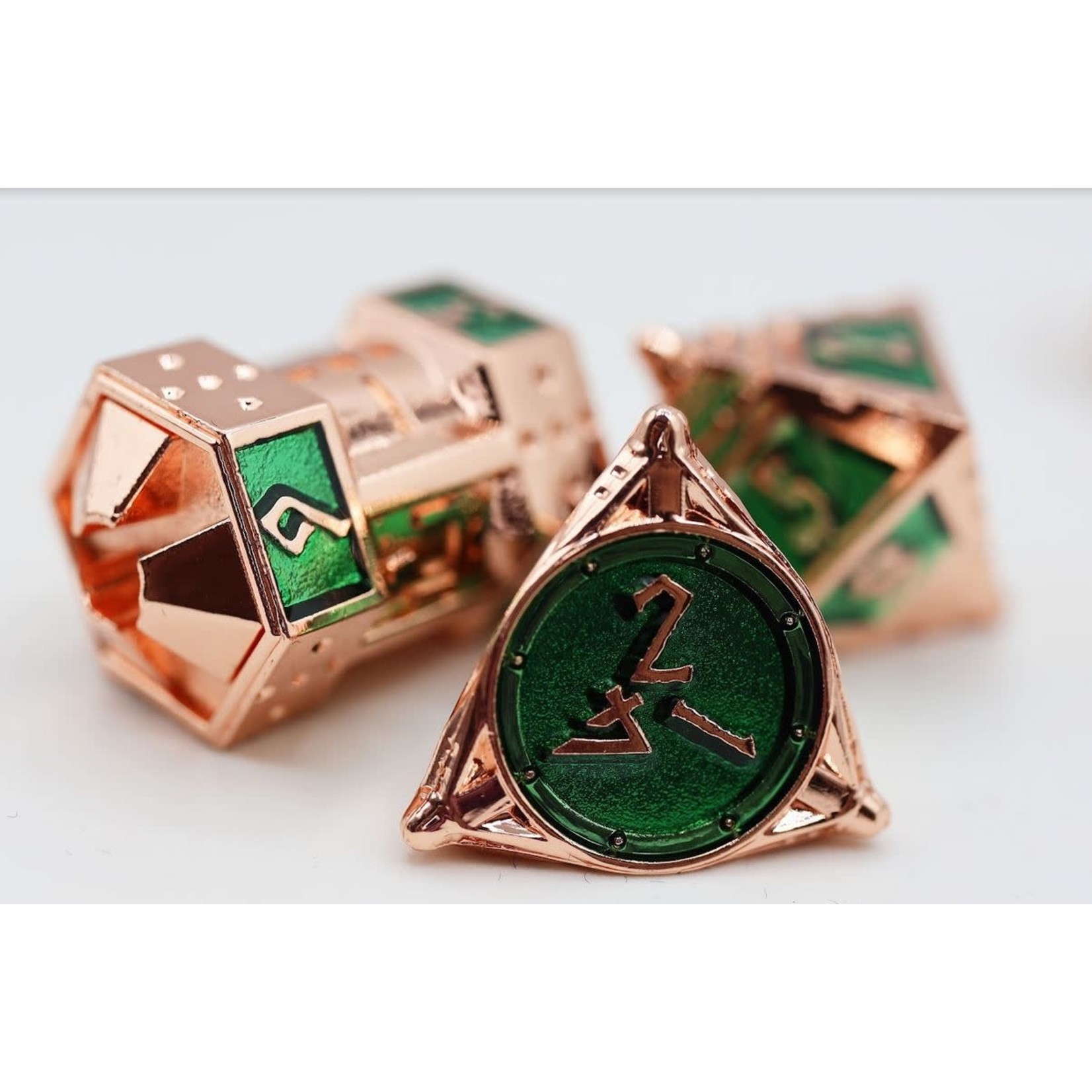 Foam Brain UFO 51 Metal Dice: Emerald Meteor Shower
