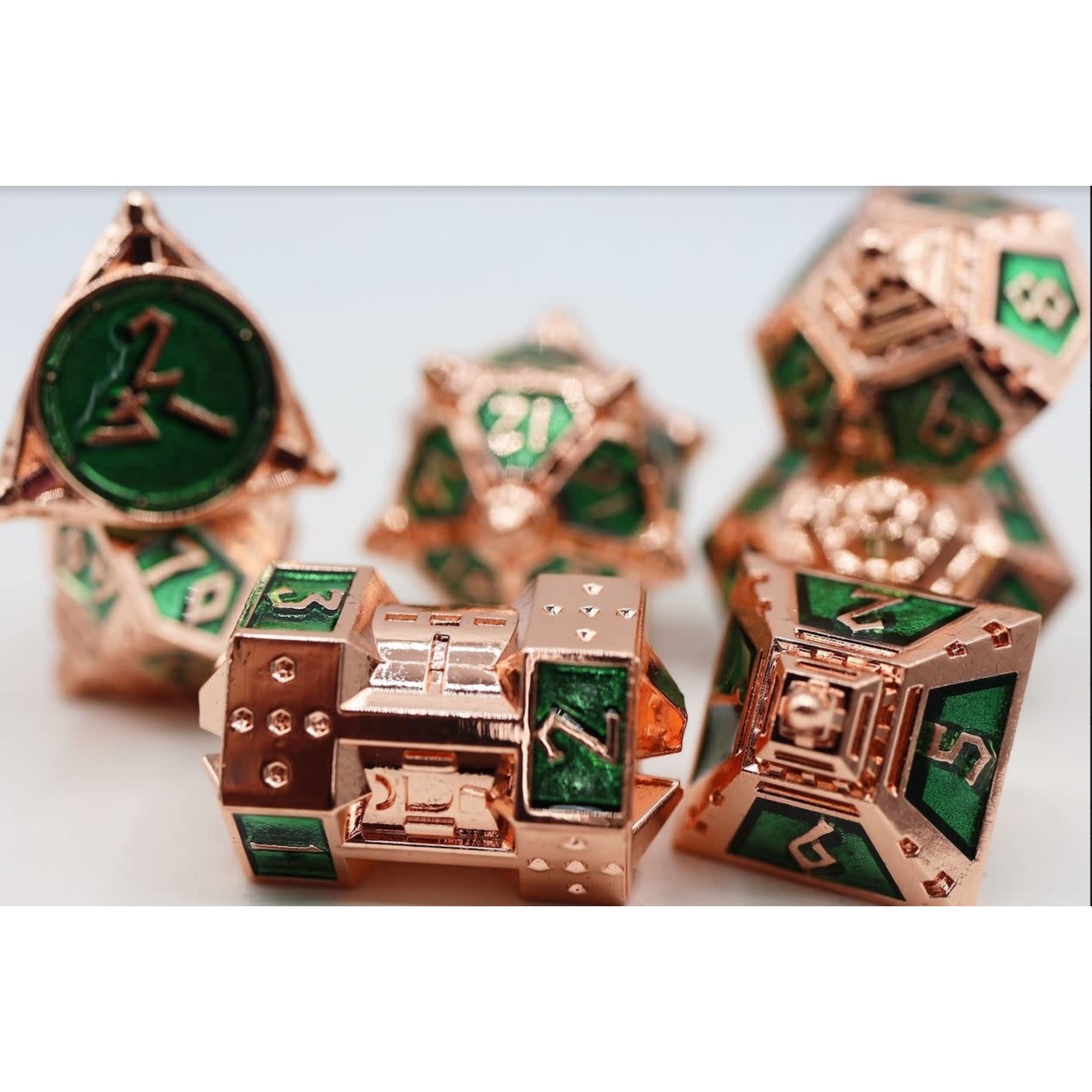 Foam Brain UFO 51 Metal Dice: Emerald Meteor Shower