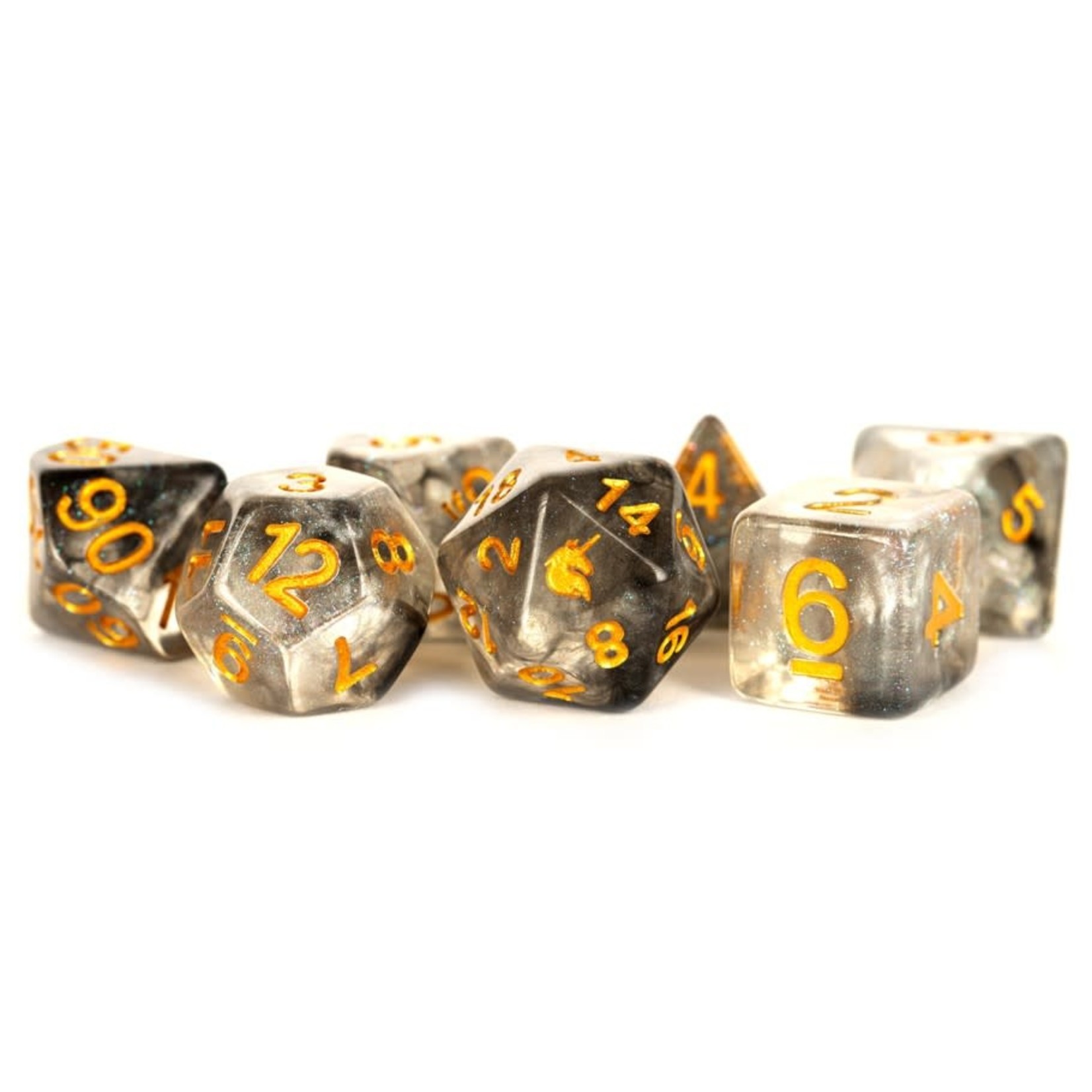 MDG Resin Dice: Unicorn Rogue Rage | 16mm 7 Die Polyhedral Set MET 717