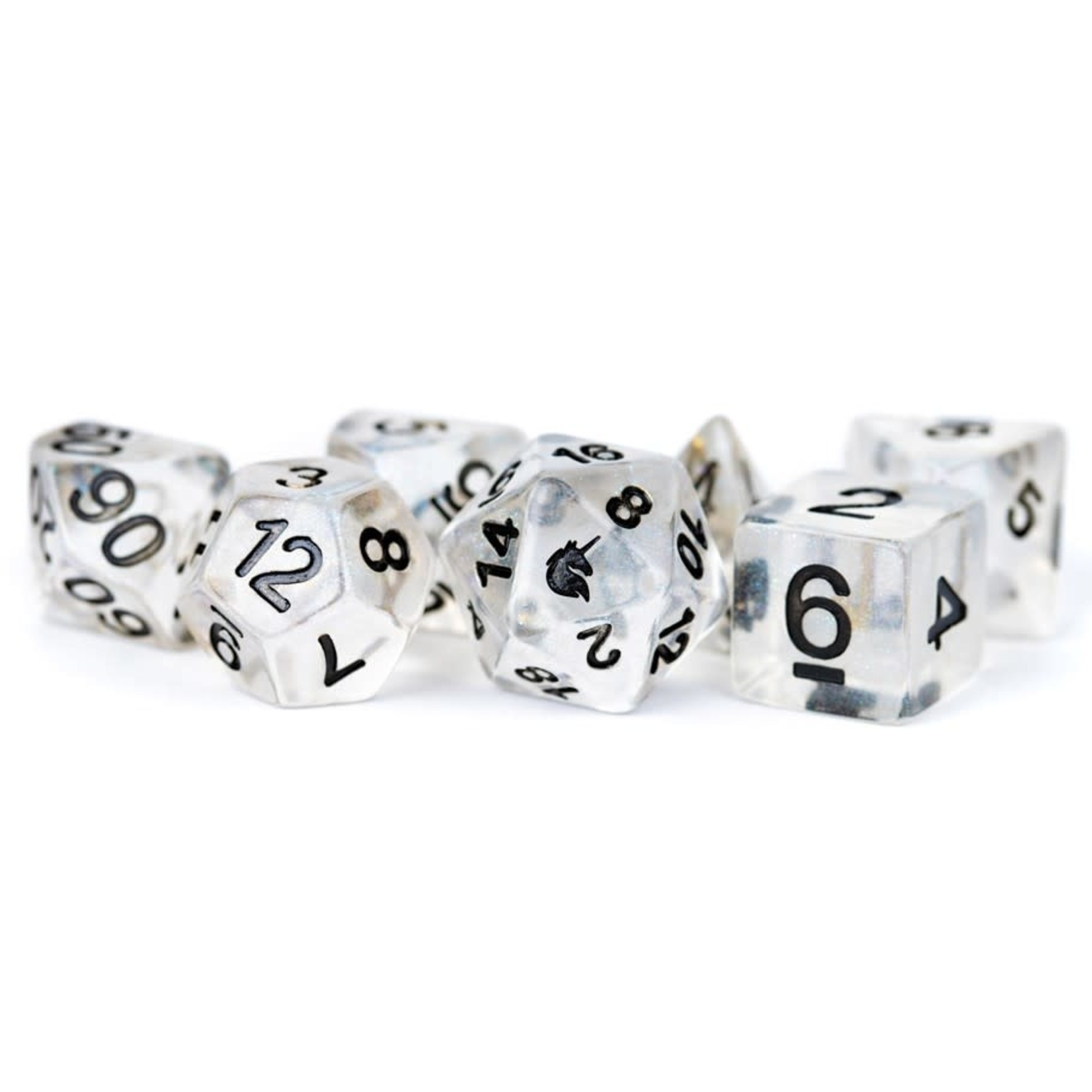 MDG Resin Dice: Unicorn Unicorn Ice | 16mm 7 Die Polyhedral Set MET 701