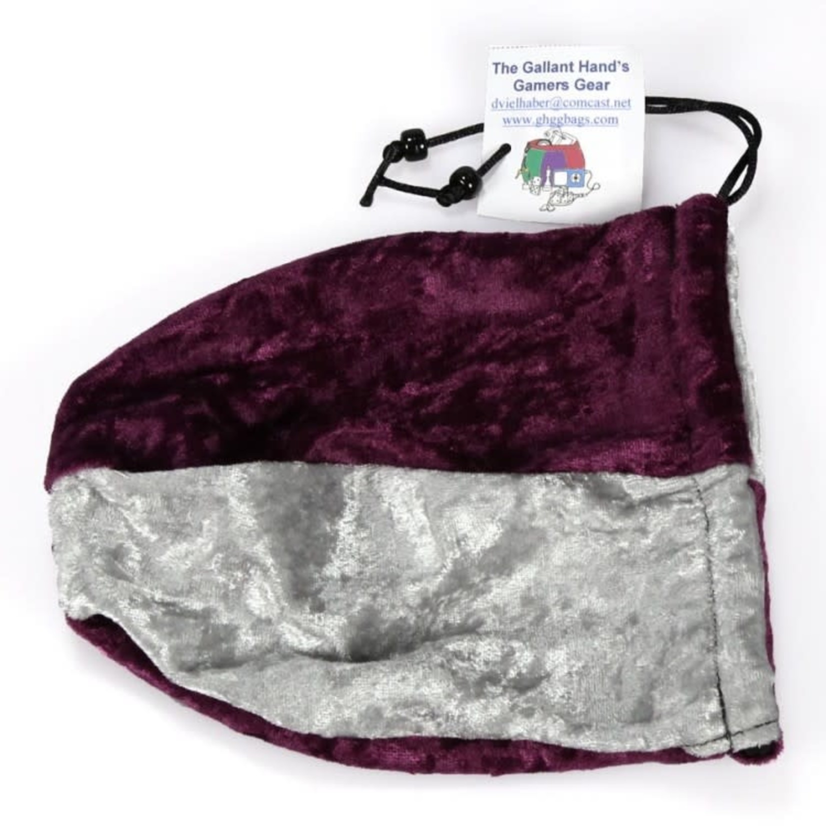 Dice Bag: Velvet - Silver and Wine