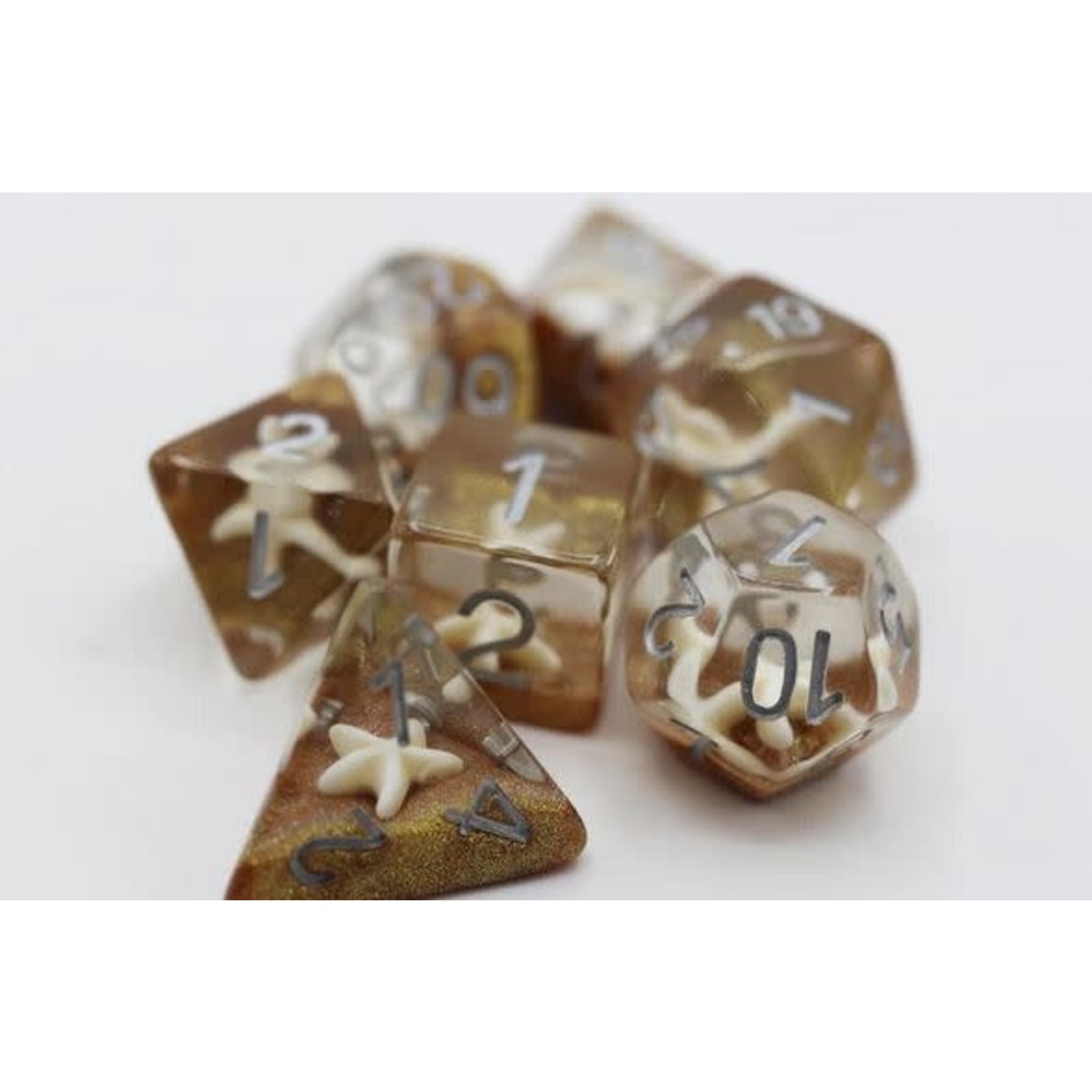Foam Brain Inclusion Dice: Starfish & Gold Sand Dice Set