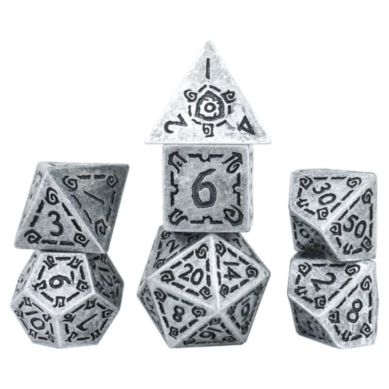 Sirius Dice: Illusory Metal - Silver | 7 Die Polyhedral Set | SDZ001702