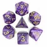 HD Pearl Dice: Purple with Golden Font | 7 Die Acrylic Polyhedral Set
