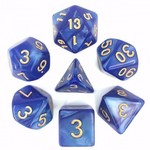 HD Pearl Dice: Blue with Golden Font | 7 Die Acrylic Polyhedral Set