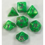 HD Pearl Dice: Green with Purple Font | 7 Die Acrylic Polyhedral Set