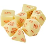 HD Opaque Dice: White Orange Font | 7 Die Acrylic Polyhedral Set