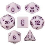 HD Opaque Dice: White Purple Font | 7 Die Acrylic Polyhedral Set