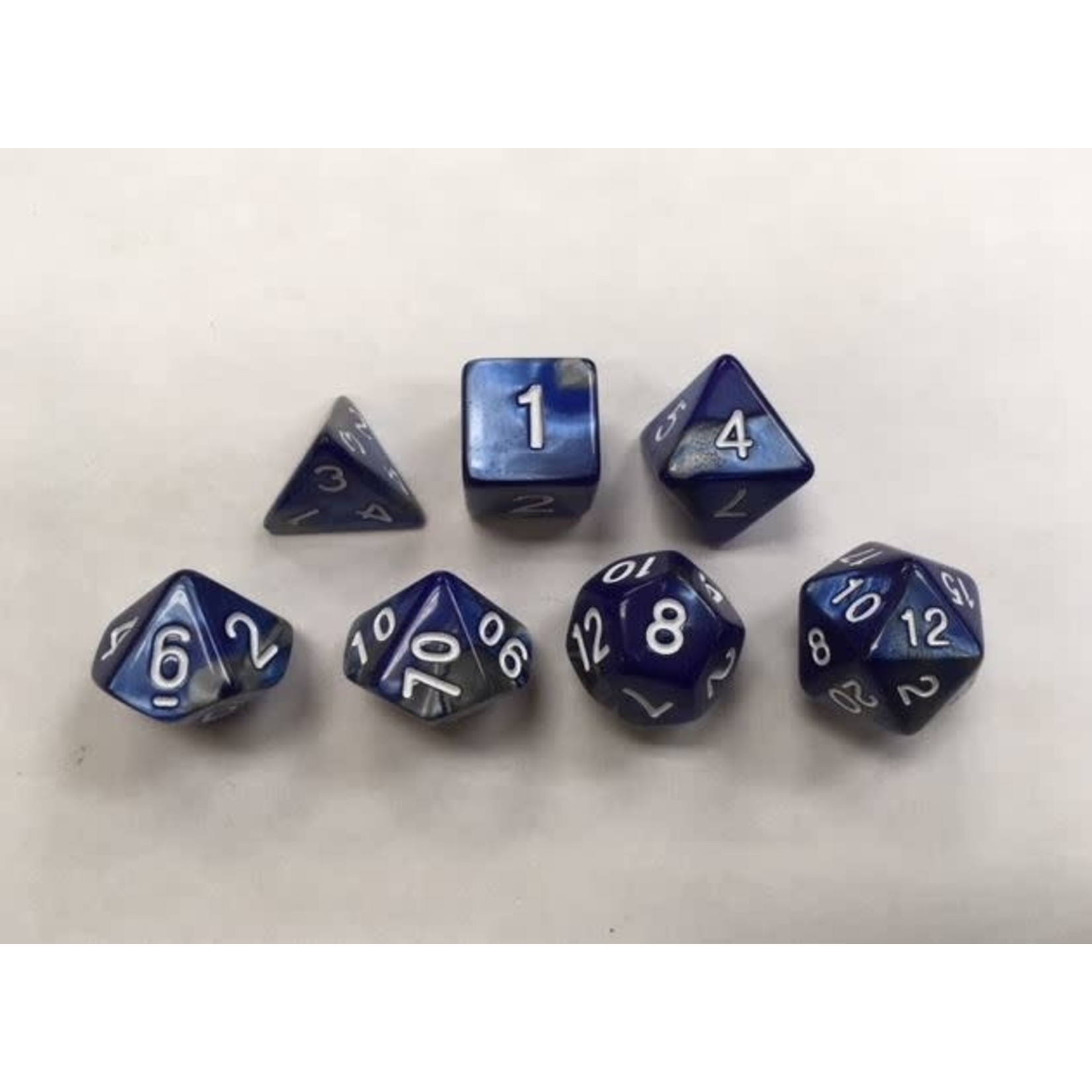 HD Blend Color Dice: Silver and Blue | 7 Die Acrylic Polyhedral Set