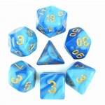 HD Blend Color Dice: Sky Blue and Blue | 7 Die Acrylic Polyhedral Set
