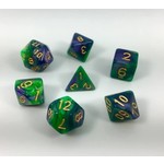HD Blend Color Dice: Green and Purple | 7 Die Acrylic Polyhedral Set