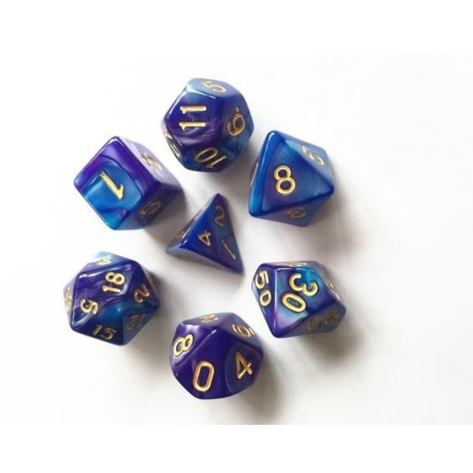 HD Blend Color Dice: Blue and Deep Purple | 7 Die Acrylic Polyhedral Set